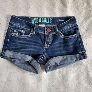 Hydraulic Gramercy Distressed Denim Shorts, Sz 7/8